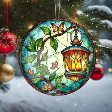 Imagem de Enfeites de Natal para pendurar em cristal, enfeites de árvore de Natal feitos à mão, decoração de carro e casa - presentes de Natal, decoração de artesanato em acrílico, ideias de troca de presentes