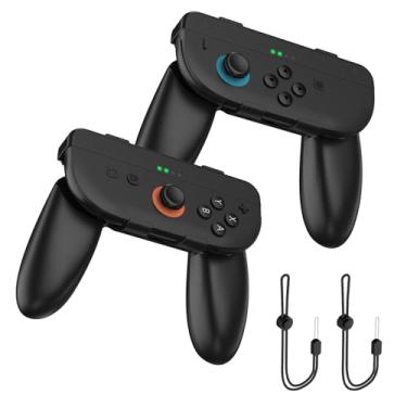 Imagem de kaiplayhorizon Hand Grip with Wrist Strap for Switch 2 2025 Detachable Game Handle Grips for Joycons 2Packs Black