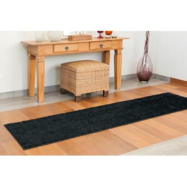 Imagem de Passadeira Classic 50x100 17mm Quarto Sala Escritório Toque Macio E Visual Moderno Para Sua Decoração (PRETA)