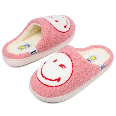 Imagem de Pantufas infantis de pelúcia para meninos e meninas, sola de borracha antiderrapante, para uso interno e externo, Branco, rosa, 12-13 Little Kid