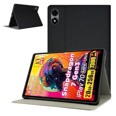 Imagem de Capa para ALLDOCUBE iPlay 70 Mini Ultra, capa para tablet KONXISA com material de poliuretano + TPU premium, antiarranhões e proteção total, capa protetora com ajuste dobrável, preta
