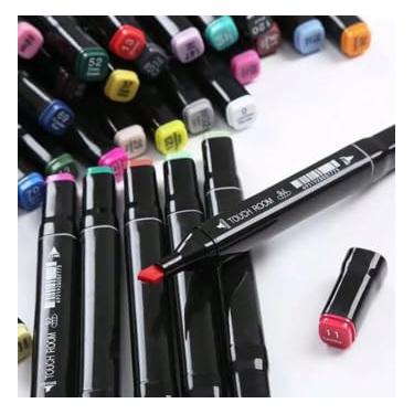 Imagem de Kit de Canetas Marcador Permanente com Ponta Dupla, 24 Cores Sortidas, para Desenho e Arte