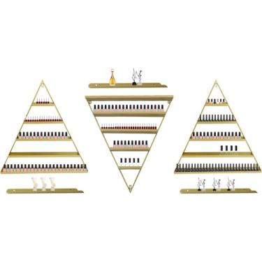 Imagem de ZDJZMGZ Suporte de esmalte montado na parede, conjunto de 6 prateleiras triangulares de cosméticos para garrafas de óleo essencial, organize seus batons e perfumes com estilo em casa ou salão de