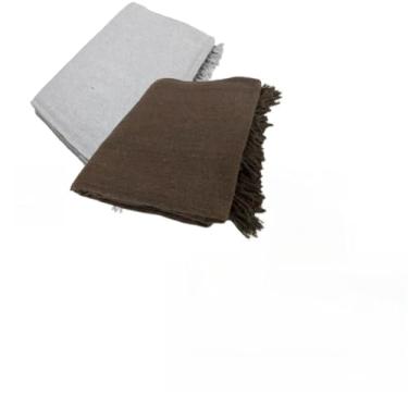 Imagem de Kit 2 Mantas Para Sofa King Gigante 300x180cm Algodao Protetor Decorativo (Cinza Neblina + Marrom E)
