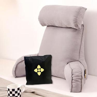Imagem de HMBLAW Travesseiro de descanso de cama – Travesseiro de leitura de encosto – Almofada grande para adultos – Almofada de leitura para adultos – Travesseiro respirável para relaxar nas costas para