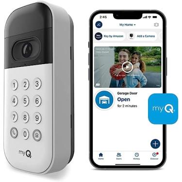 Imagem de Teclado de vídeo Liftmaster VKP1-LM MyQ com controle de câmera, WiFi e smartphone. Um teclado de garagem inteligente para sua casa inteligente. Funciona com abridores Chamberlain, LiftMaster e
