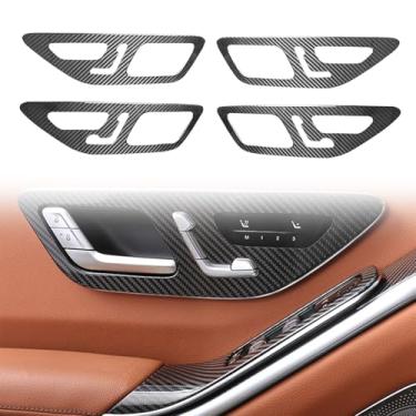 Imagem de FINMOKAL Moldura de painel de maçaneta interna de fibra de carbono real compatível com Benz S-Class w223 2021-2025