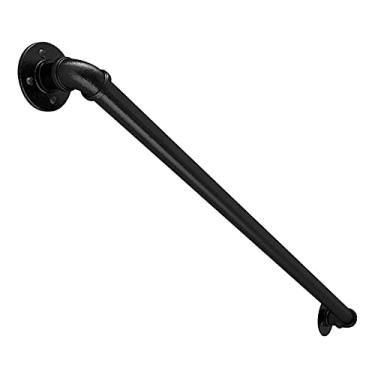 Imagem de Corrimão de escada - kit completo, corrimão de tubo preto industrial de escada com suporte de montagem na parede, casa contra a parede, grades internas e externas para idosos (tamanho: 5,5 m)