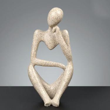 Imagem de Ornamentos de resina estilo pensador, escultura, estátua nórdica, abstrata, artesanato, luz, decoração de casa, cor de arenito, quarto, sala de estar, secretária, decoração de escritório