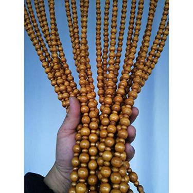 Imagem de Cortinas de porta com contas para portas cortina de cordão de contas de madeira para divisórias de quarto, decoração de entrada de casa feita à mão estilo retrô pendurado - 21/25/29/35 fios (tamanho