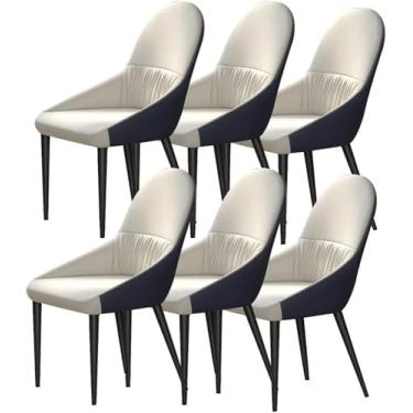 Imagem de EESCZVGBDX Conjunto de 6 cadeiras de sala de jantar, cozinha, couro, quarto, casamento, quarto, varanda, sofá, cadeira de aço carbono, penteadeira, penteadeira, cadeira de maquiagem