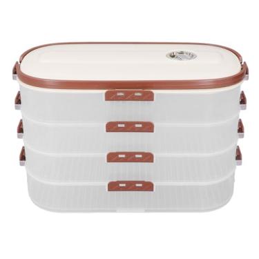 Imagem de SUNGOOYUE Caixa de Armazenamento Versátil para Freezer de Bolinho de Massa de 4 Camadas, Textura Antiaderente de Fácil Liberação, Porta Biscoitos Portátil para Fatias de Tomate, Anéis de Cebola