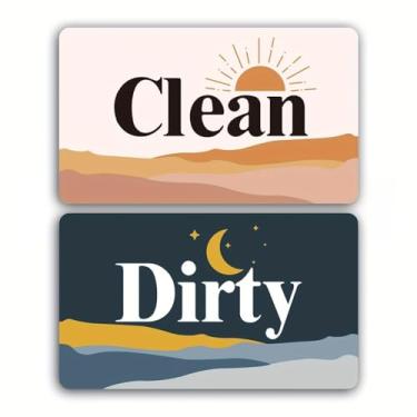 Imagem de 2 peças de ímã de máquina de lavar louça, placa suja limpa, de aço inoxidável, forte, imã sujo, sem arranhões, decoração de cozinha para casa