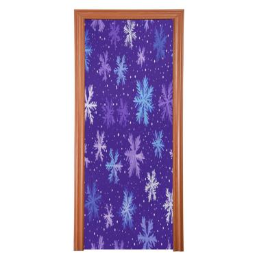 Imagem de ATTX Capa de porta frontal de flocos de neve fofos - Decoração de férias de tecido elástico lavável para festas, casa, decoração de porta da frente, 91 x 98 cm (550)