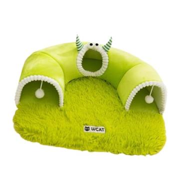 Imagem de IEUDNS Cama túnel para gatos, equipamento verde, leve, com descanso para bolas, ornamento portátil, canil, S