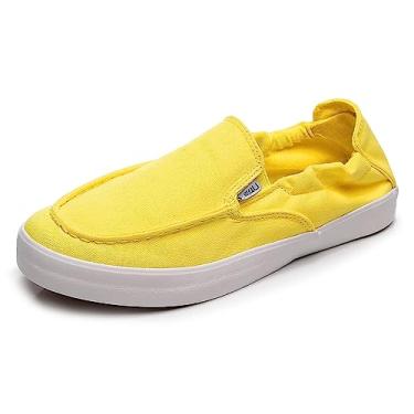 Imagem de Cull4U Tênis feminino clássico sem cadarço, Sem cadarço amarelo, 34
