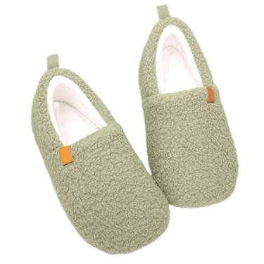 Imagem de Pantufas femininas de espuma viscoelástica para casa, aconchegantes e fechadas, com lã encaracolada, para ambientes internos e externos, Verde, 8.5 Women/7 Men