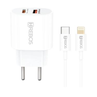 Imagem de Carregador Hrebos 20w Usb-c E Usb Turbo Crg-215i Branco