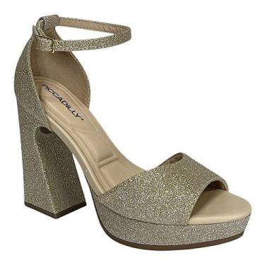 Imagem de Sandália Piccadilly Salto Alto Glitter 818016 Champagne, Champagne, 36