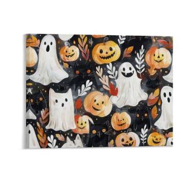 Imagem de HouLaiZhe Pôster de Halloween Gato Preto Abóbora Fantasma Impressão de Arte de Parede Decorações de Halloween Decoração de Parede Estética Gótica para Sala de Estar Quarto 16 x 20 polegadas (40 x 50