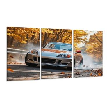Imagem de HouLaiZhe Drifting Car JDM S2000 Pôster de outono arte de parede em tela para sala de estar quarto decoração de casa escritório pintura pôsteres (40 x 80 cm) × 3)