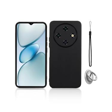 Imagem de KONXISA Capa para OUKITEL C5, capa de telefone com fivelas e cordões, capa protetora de material TPU premium, capa protetora com arranhões, resistente a quedas, anti-impressão digital, preta