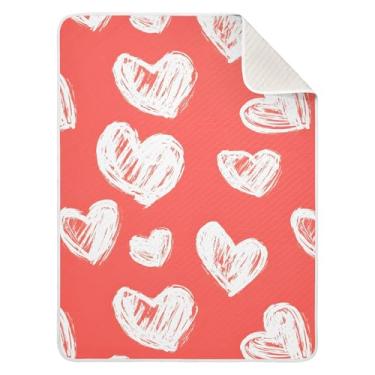 Imagem de xigua Cobertor de bebê de corações brancos para bebês, leve e macio, cobertor de algodão para berço, carrinho de bebê, berçário, 76 x 101 cm