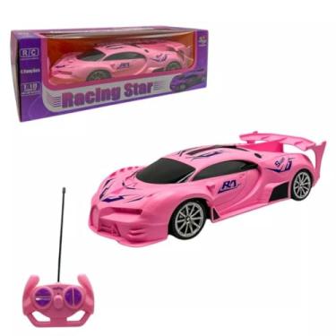 Imagem de Carrinho Controle Remoto Bateria Recarregável, Escala 1:18, Roxo, LED, 20cm, 3+ Anos