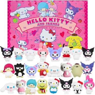 Imagem de Hello Kitty Conjunto de 24 bonecos Sanrio 3D, Kuromi Cinnamoroll My Melody, bonecos colecionáveis em miniatura, decorações de mesa e mesa, presentes para ela (vários 24 peças)