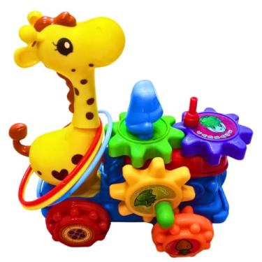 Imagem de Carrinho Girafa Musical Infantil Educativo Com Luzes e Argolas Coloridas Para Desenvolvimento do seu Bebê.
