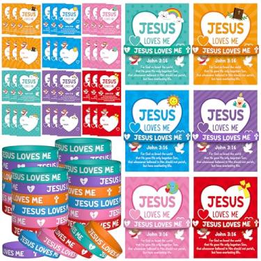 Imagem de WATINC John 3:16 Valentine's Day Gift Set - 36 Pack Christian Card and Bracelet Exchange Gifts for Kids, Religious Bible Valentine Wristbands for Sunday School, Classroom Party Favor (Jesus Loves Me)