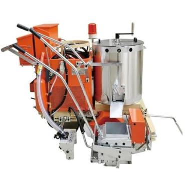 Imagem de Marcador de estrada oscilante manual resistente – Equipamento de marcação de estrada com tremonha de grande capacidade de 120 kg, adequado para engenharia de tráfego e estacionamentos comerciais