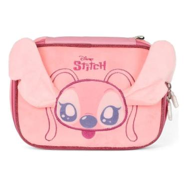 Imagem de Estojo Box Escolar Infantil Stitch Pelúcia Disney - Rosa