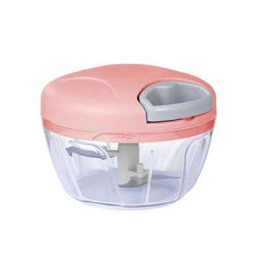 Imagem de Mini Processador de Alimentos Manual 500ml com 3 Lâminas – Tritura Alho, Cebola, Temperos e Legumes (Rosa)