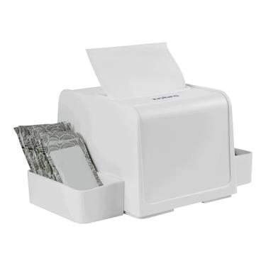 Imagem de Dispenser Premium 2 em 1: Guardanapo Interfolhado + Porta-Sachê – Branco Nobre