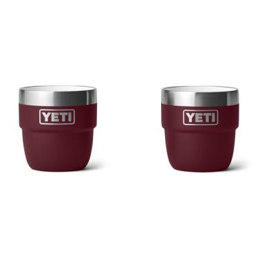 Imagem de Copo empilhável YETI Rambler de 118 ml, aço inoxidável, copo de café expresso/café isolado a vácuo, pacote com 2, vermelho vinho