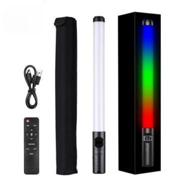 Imagem de Bastão de LED RGB e Branco com Controle Remoto - Iluminação Portátil para Fotos, Selfies e Vídeos - Bateria Recarregável e Tripé Opcional(Bastão De Led)