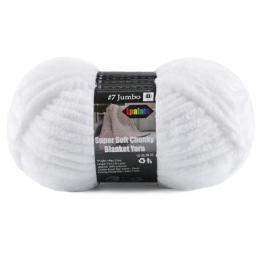 Imagem de Fio grosso para cobertores de crochê e projetos de fios gigantes - fios de cobertor super volumosos jumbo para crochê - fios extra grossos para cobertores, itens de bebê - 100 g, branco, 1 novelo