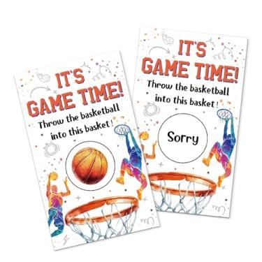 Imagem de SRWNFOS 50 peças de raspadinhas de basquete para chá de bebê, atividades de loteria de festa de aniversário para amantes de basquete, artigos de festa de esportes e bilhetes de sorteio