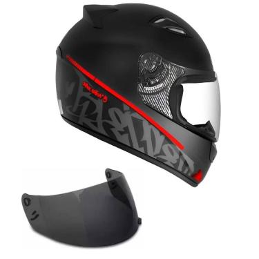 Imagem de Capacete Ebf New Spark Black Edition 3 Preto e Vermelho Mais Viseira Fumê-Masculino