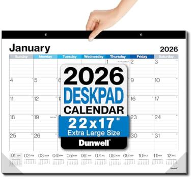 Imagem de Dunwell Calendário de mesa grande 2023-2024 - 22x17 almofada de mesa de calendário acadêmico, 18 meses, julho de 2023 a dezembro de 2024, calendário de parede grande 2023-2024, planejador mensal de materiais de escritório de mesa com linha 17x22