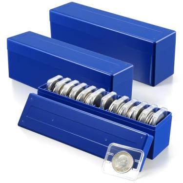 Imagem de PercyEffie 3 caixas de armazenamento de moedas, caixas de plástico com 20 compartimentos, caixas de armazenamento de moedas para suporte de 60 moedas para colecionadores, caixa de moedas Storge para