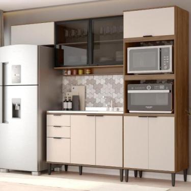Imagem de Armário De Cozinha Completa Miami Plus Carraro Freijó Com Off White - 