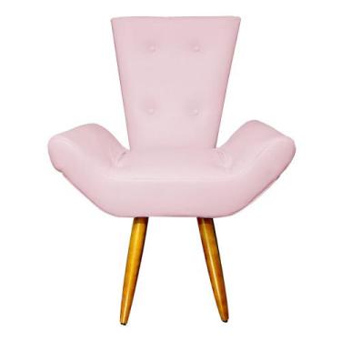 Imagem de Poltrona Decorativa Emília Barca Pés Palito Suede Rosa Bebê - DS Estof