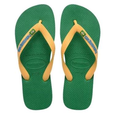 Imagem de Chinelo Sandália Havaianas Brasil Logo Verde Amarelo Unissex, Verde, 4