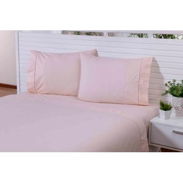 Imagem de Jogo Lençol 4 Peças Cama King 193x190x25 100% Algodão 200 Fios Ponto Palito (Salmon)