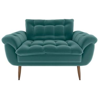 Imagem de Sofá 2 Lugares Pequeno 1,25 Pés Em Madeira Maciça Xangai Veludo Cinza 