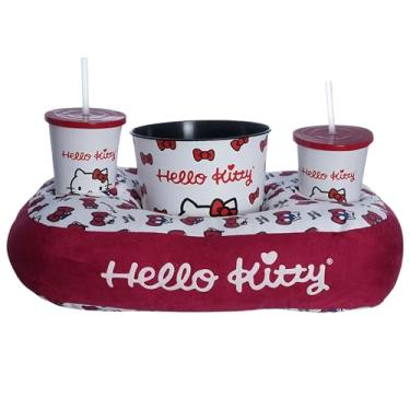 Imagem de Zonacriativa – Kit Pipoca – Hello Kitty | Almofada em Fibra e Toque Aveludado | 1 Balde + 2 Copos - Para Maratonar Séries ou Filmes com Estilo - Ideal para Casais e Famílias