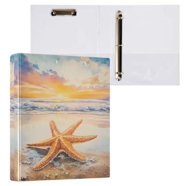 Imagem de Fichário Starfish Beach com 3 anéis com prancheta com armazenamento de fichários escolares 27 cm x 31,5 cm Material escolar