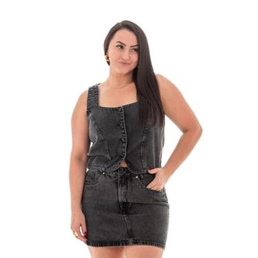 Imagem de Top Corset Jeans Feminino Arauto, Preto, P